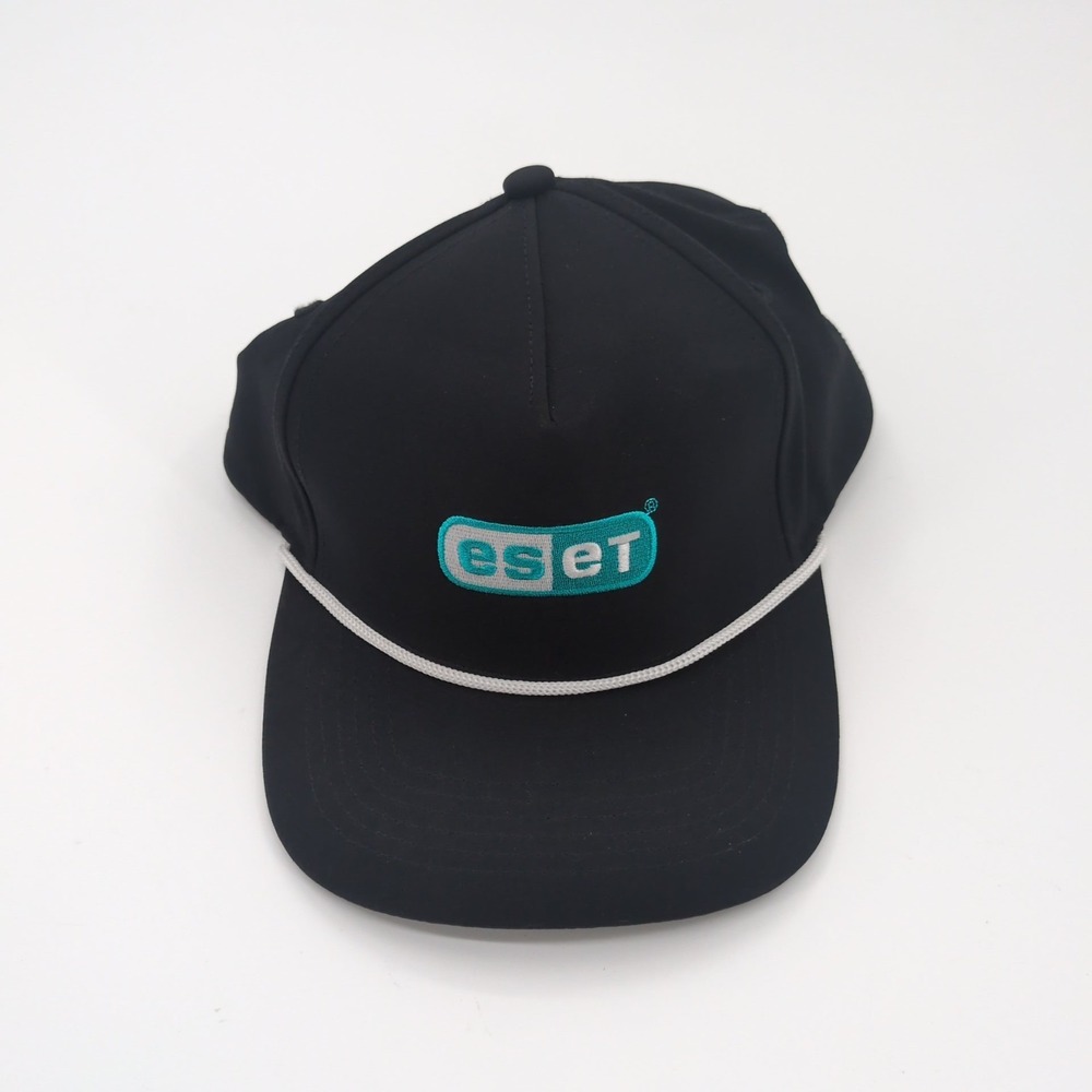 ESET Cyber Security Software Promo Hat Cap Black Snapback White Rope Detail
